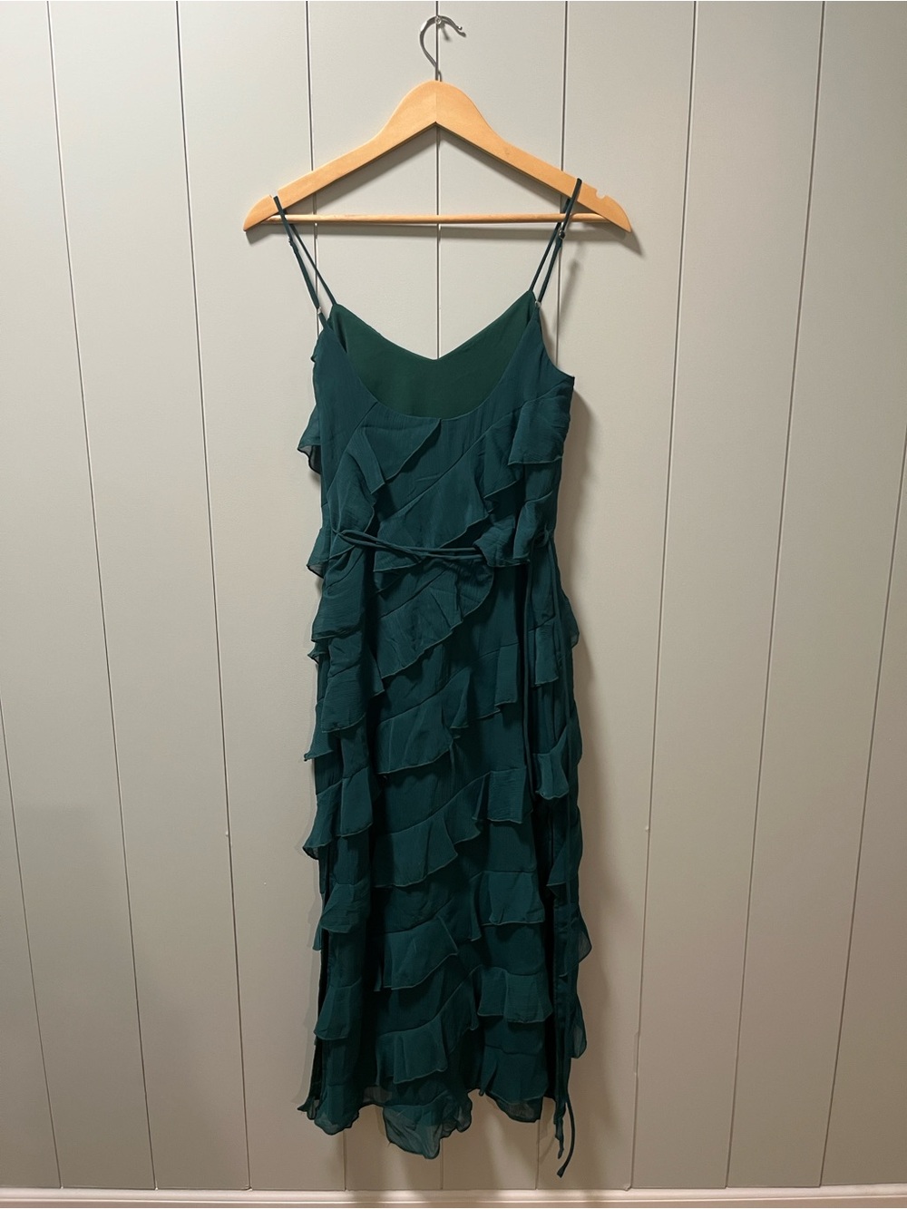 Lulu's Teal Ruffled Maxi Slip Dress - Picture 4 of 6